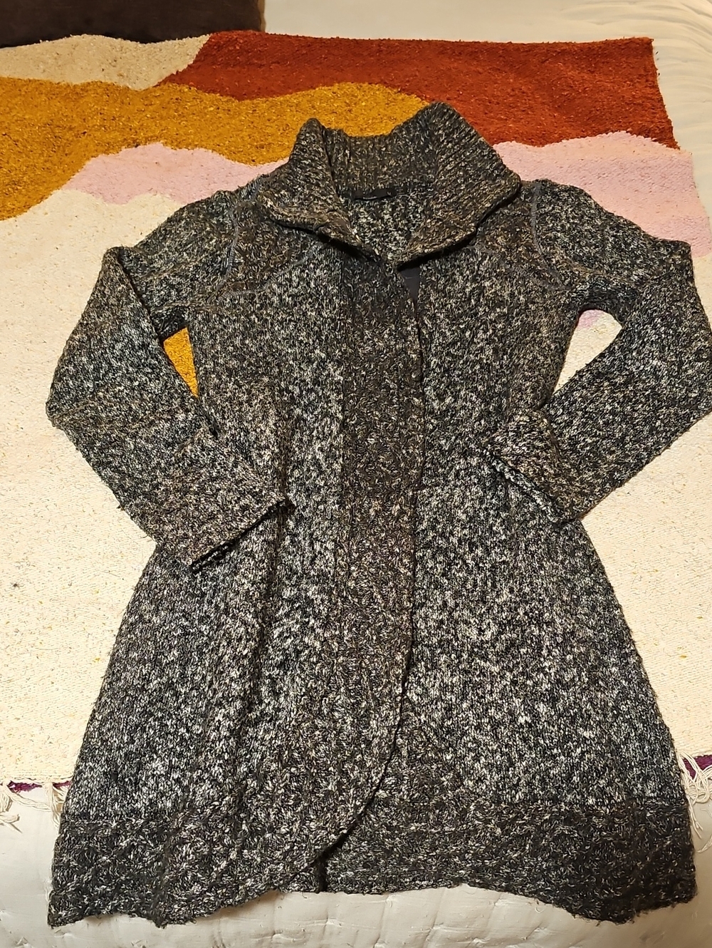 Prana Marled Charcoal Open-Front Knit Cardigan
